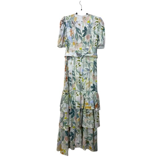 Ted Baker London Dress Sz 3 EU 40 US 6-8 Devero Floral Belted Tiered Linen Maxi - Picture 4 of 12